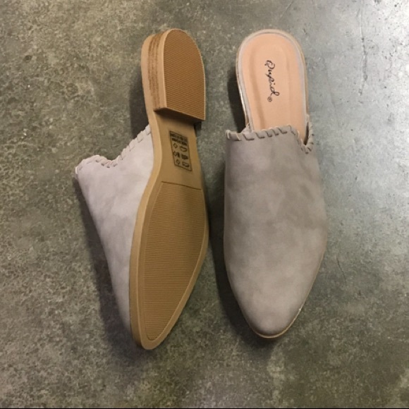 Taupe stitch detail mule ballerina flats - Picture 4 of 8